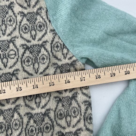 Woolrich Cardigan Sweater Womens Small Blue Owl Mohair Wool Knit Button Pockets - Picture 8 of 9